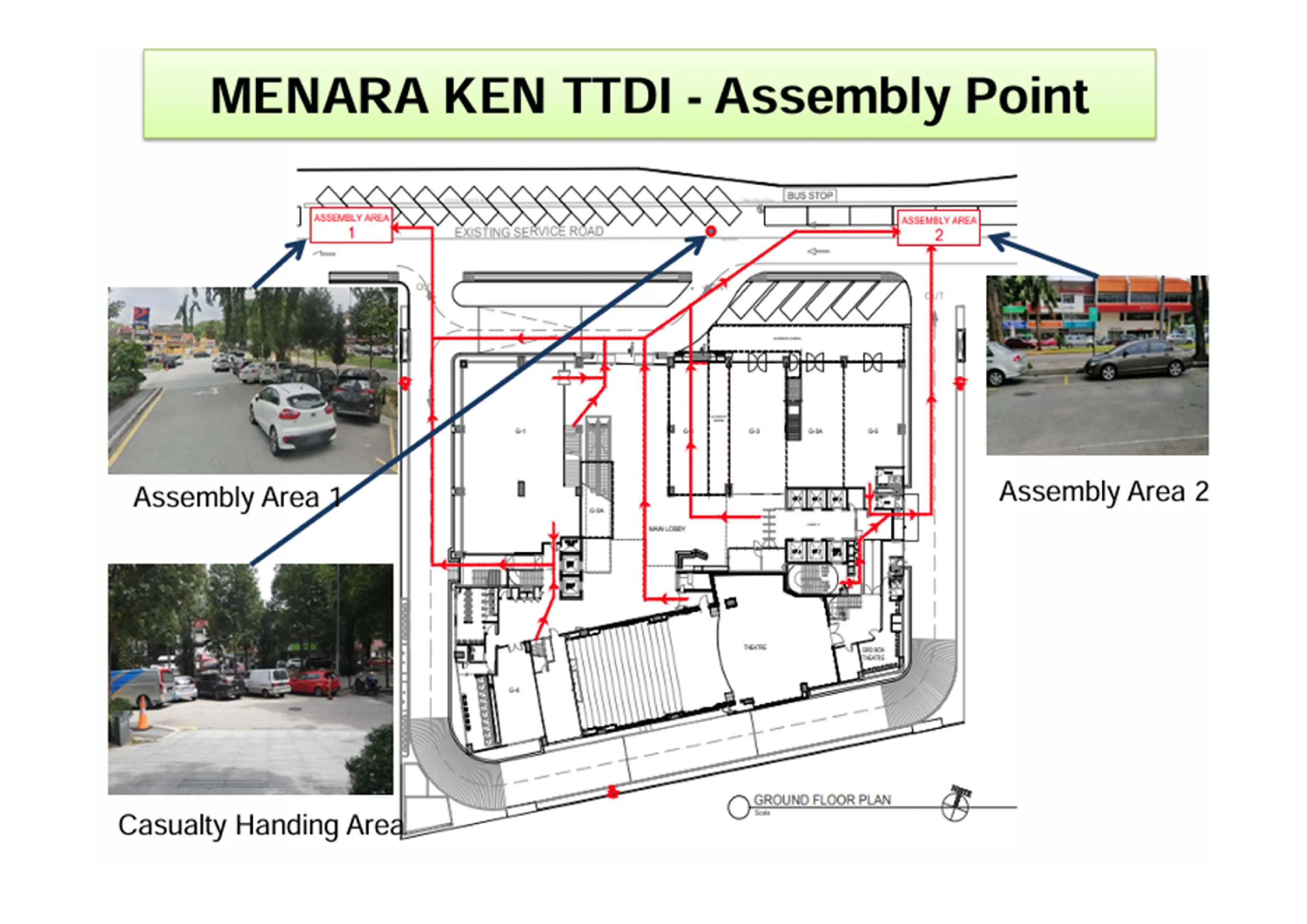 Emergency assembly point diagram for Level 1